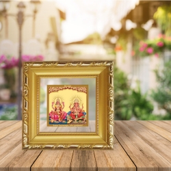 Diviniti Double Glass Photo Frame Gold Plated Normal Foil Lakshmi Ganesha (DGF-1A)