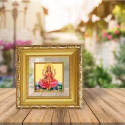 Diviniti Double Glass Photo Frame Gold Plated Normal Foil Lakshmi Sitting On Lotus (DGF-1A)