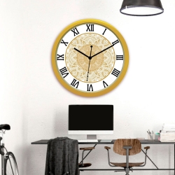 Diviniti Floral Design Roman Dial Analog Wall Clock Gold