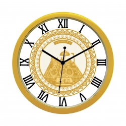 Diviniti Floral Vaishno Devi Darbar Design Roman Dial Analog Wall Clock Gold