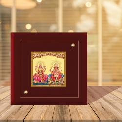 Diviniti MDF Photo Frame Gold Plated Normal Foil Sitting Lakshmi With Ganesh (MDF-1A)
