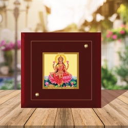 Diviniti MDF Photo Frame Gold Plated Normal Foil Lakshmi Sitting On Lotus (MDF-1A)