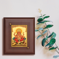 Diviniti MDF Wall Hanging Frame Gold Plated Normal Foil Sitting Ganesha (MDF-S1)