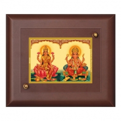 Diviniti MDF Wall Hanging Frame Gold Plated Normal Foil Lakshmi Ganesha (MDF-S1)