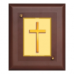 Diviniti MDF Wall Hanging Frame Gold Plated Normal Foil Cross Sign (MDF-S1)