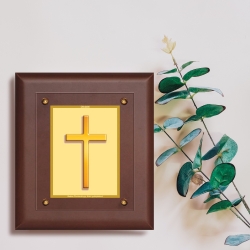 Diviniti MDF Wall Hanging Frame Gold Plated Normal Foil Cross sign (MDF-2.5)