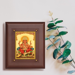 Diviniti MDF Wall Hanging Frame Gold Plated Normal Foil Sitting Ganesha (MDF-2.5)