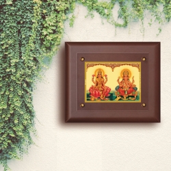 Diviniti MDF Wall Hanging Frame Gold Plated Normal Foil Lakshmi with Ganesha (MDF-2.5)
