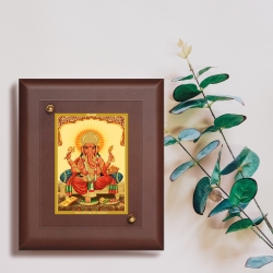 Diviniti MDF Wall Hanging Frame Gold Plated Normal Foil Sitting Ganesha (MDF-S2)
