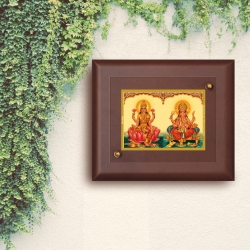 Diviniti MDF Wall Hanging Frame Gold Plated Normal Foil Lakshmi Ganesha (MDF-S2)