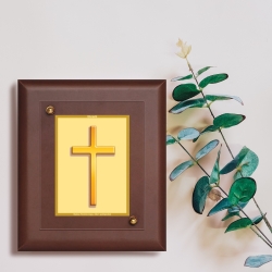 Diviniti MDF Wall Hanging Frame Gold Plated Normal Foil Cross Sign (MDF-S2)