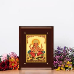 Diviniti MDF Wall Hanging Frame Gold Plated Normal Foil Sitting Ganesha (MDF-S3)