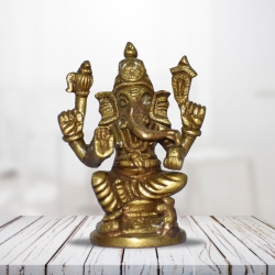 Pujashoppe Brass Sitting Ganesha