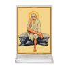 Diviniti Acrylic Car Frame Gold Plated Normal Foil Sai Baba Sitting On Stone (DCFN3CR0317)