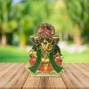 Pujashoppe Ganesha Statue Gold And Green (PUJAGANESH020)
