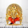 Pujashoppe Ganesha Statue Gold And Orange (PUJAGANESH025)